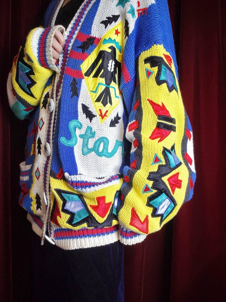 c.1990s "NO!JEANS" Native Indian Pattern Knit Jacket