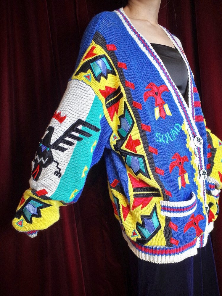 c.1990s "NO!JEANS" Native Indian Pattern Knit Jacket