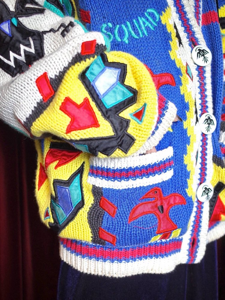 c.1990s "NO!JEANS" Native Indian Pattern Knit Jacket