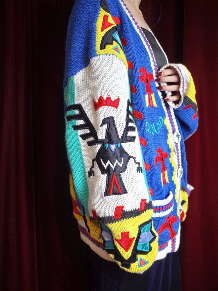 c.1990s "NO!JEANS" Native Indian Pattern Knit Jacket