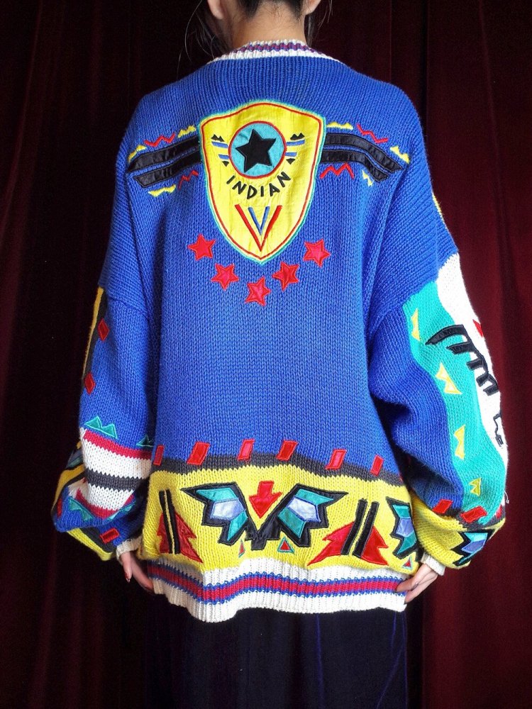 c.1990s "NO!JEANS" Native Indian Pattern Knit Jacket