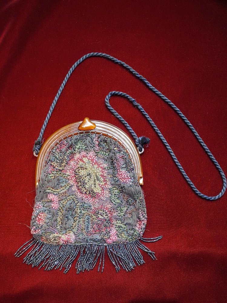 c.1920s Antique Boro Bijou Fringe Purse