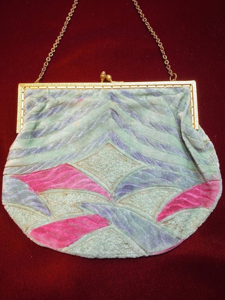 c.1920s Antique Modern Velvet Purse