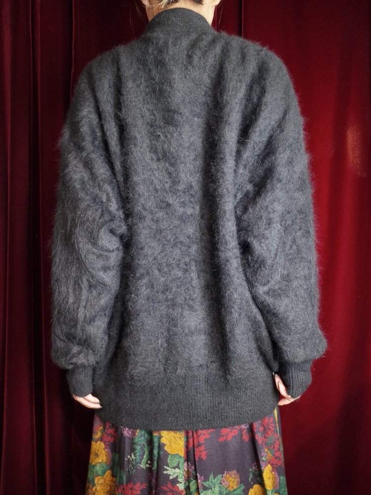 Black Angora Bijou Knit Blouson