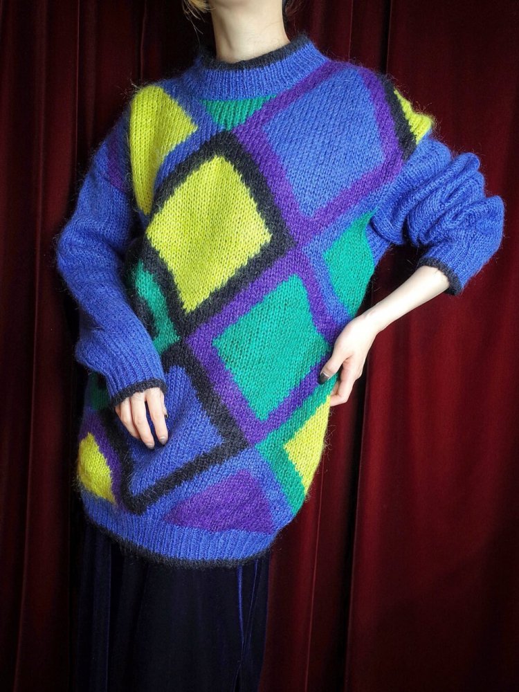 Color Diamond Mohair Knit