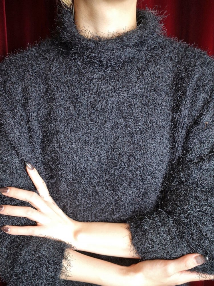 Moke Moke Black Shaggy Knit