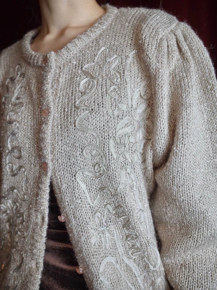 Code Embroidery Knit Cardigan