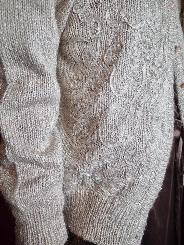 Code Embroidery Knit Cardigan