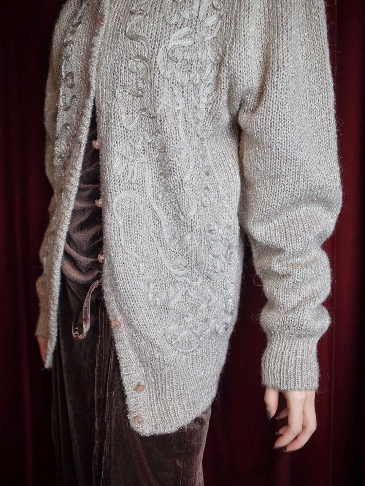 Code Embroidery Knit Cardigan