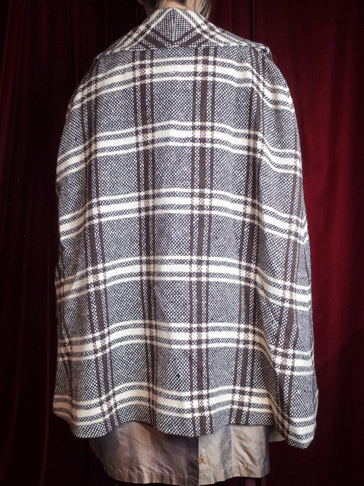 c.1960~70s Double Breasted Plaid Cape Coat