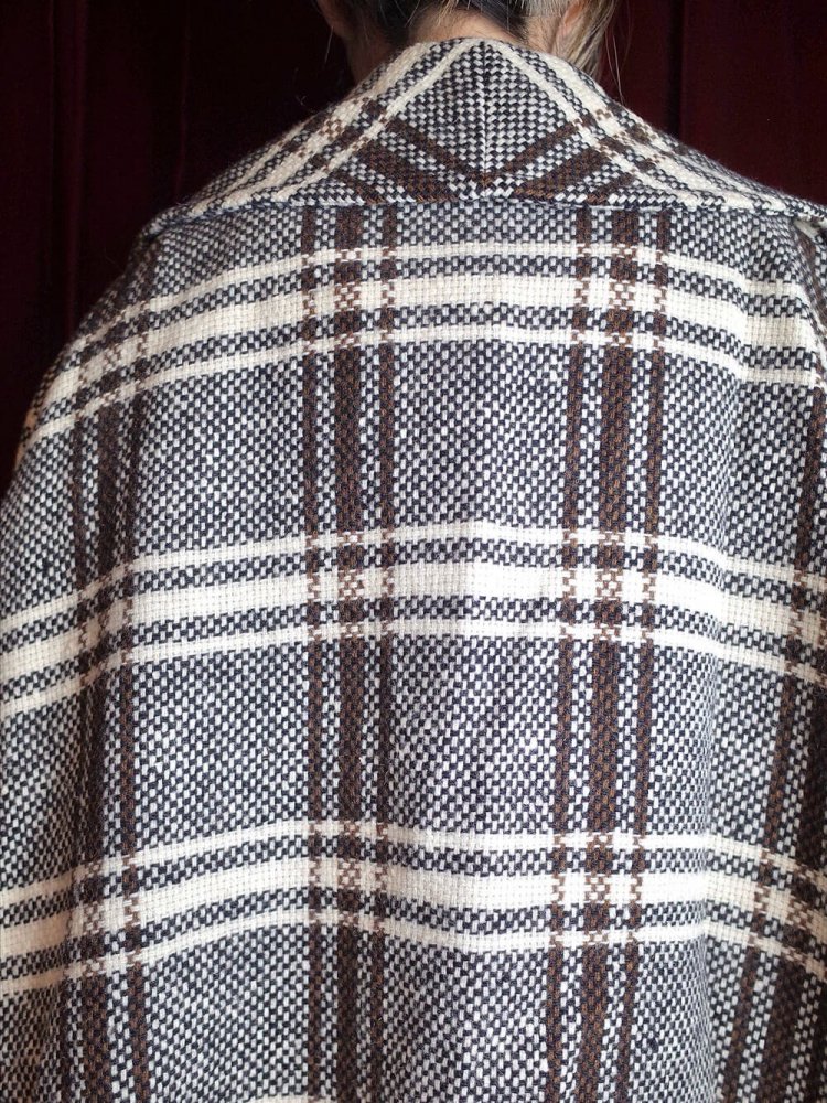 c.1960~70s Double Breasted Plaid Cape Coat