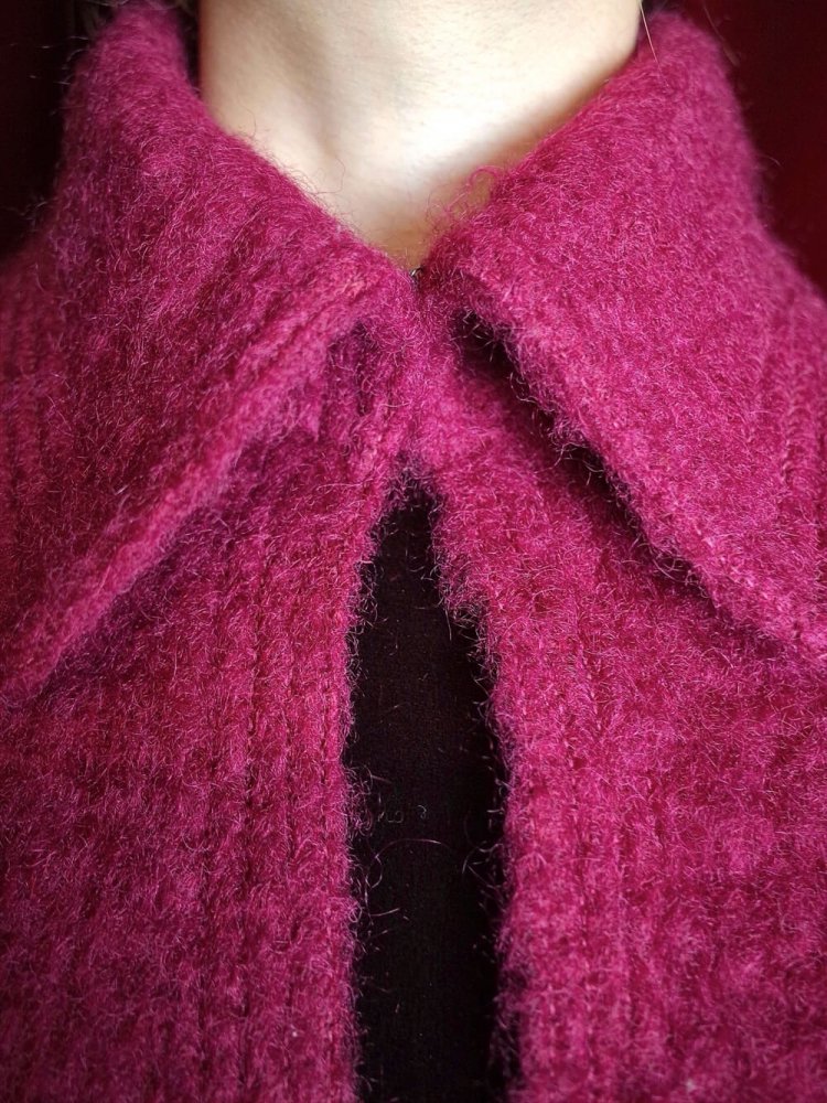 Bordeaux Furry Wool Long Cape Coat