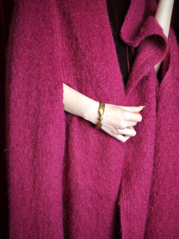 Bordeaux Furry Wool Long Cape Coat