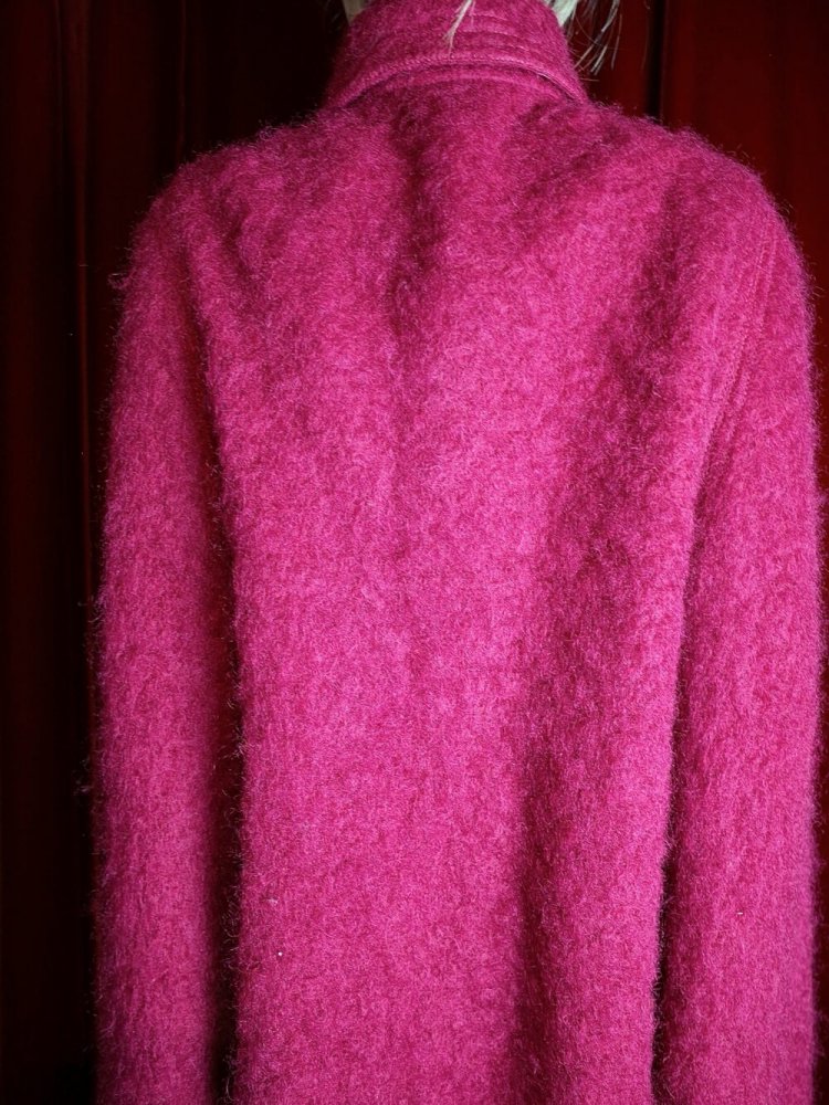 Bordeaux Furry Wool Long Cape Coat