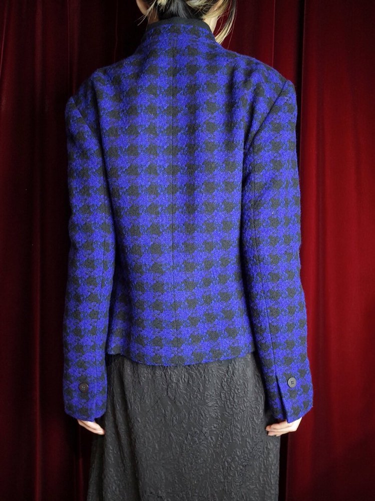 Hounds Tooth Check Mao Collar Jacket