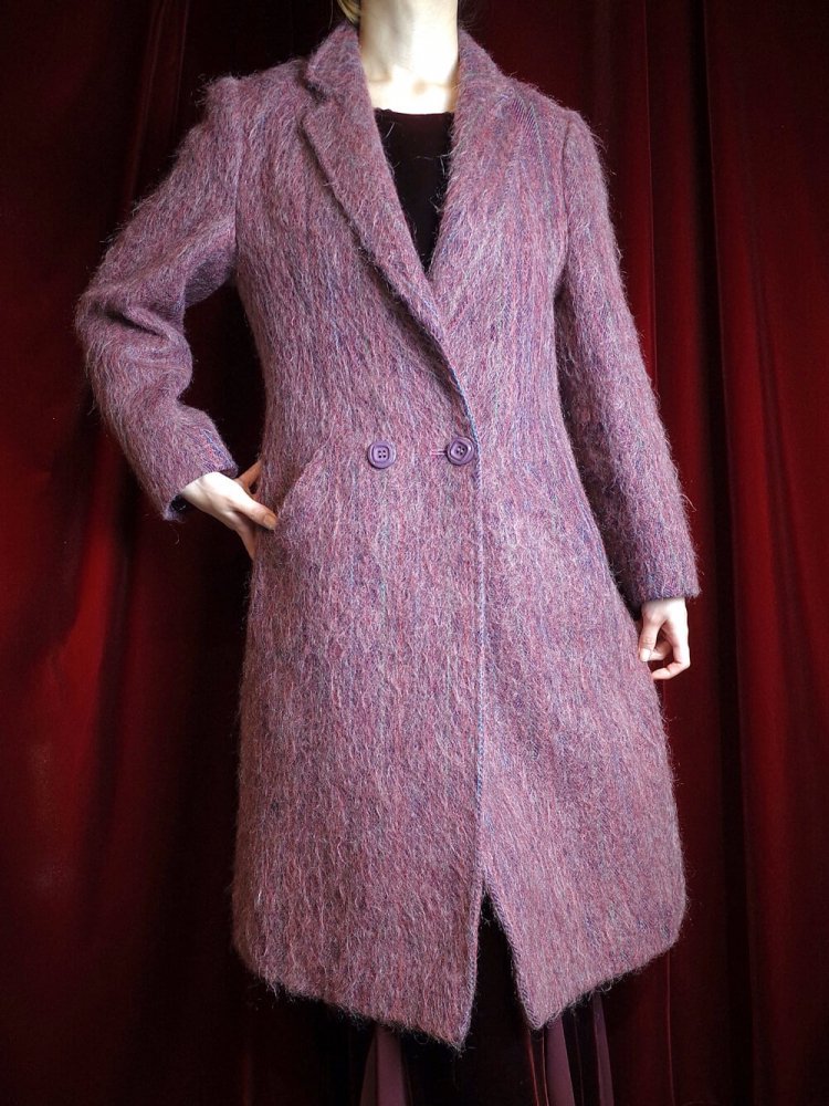 Shadow Stripe Long Hair Wool Tailored Coat