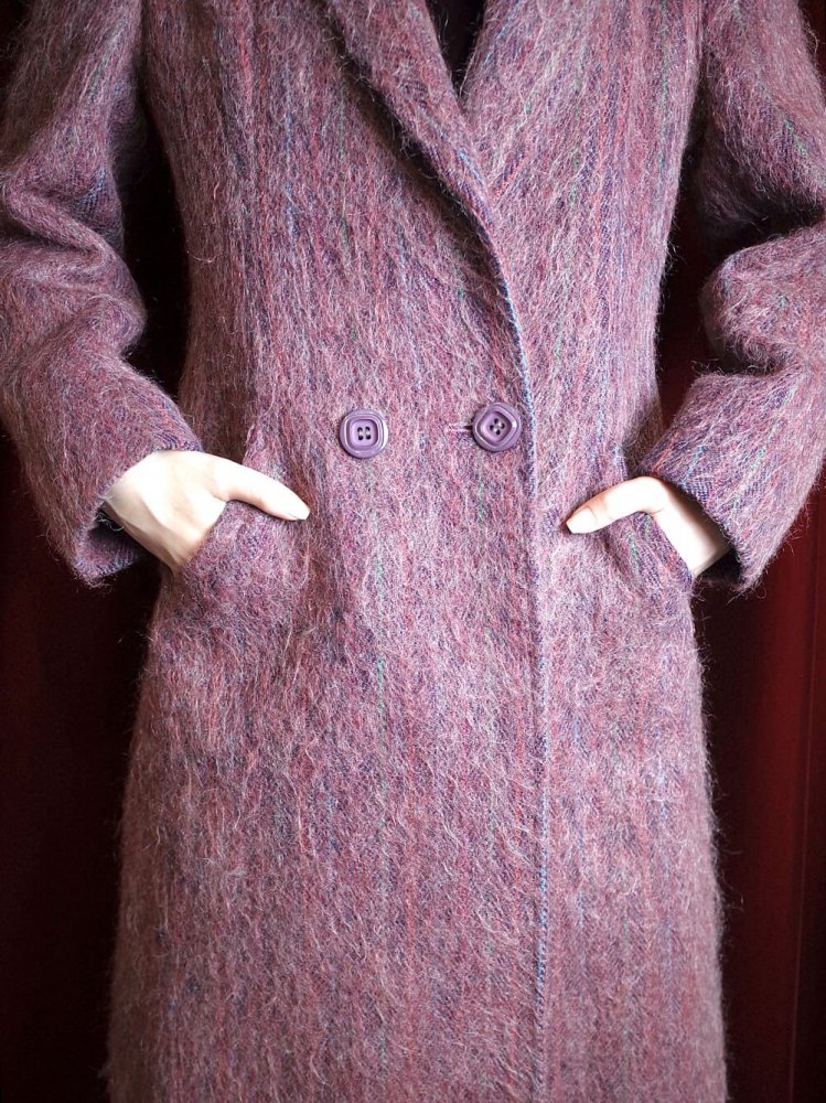 Shadow Stripe Long Hair Wool Tailored Coat