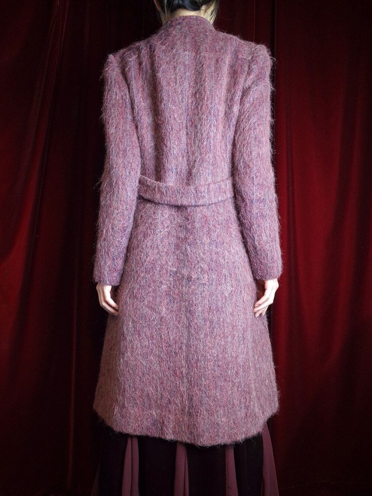 Shadow Stripe Long Hair Wool Tailored Coat