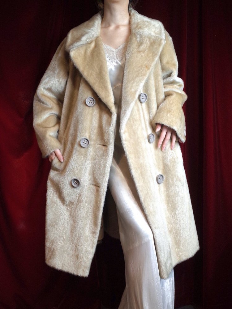 c.1960~70s China Fabric Lining Faux Fur Coat