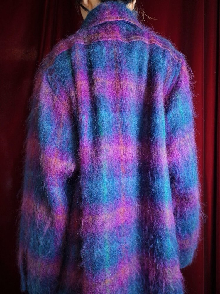 Beautiful Shadow Plaid Long Mohair Coat