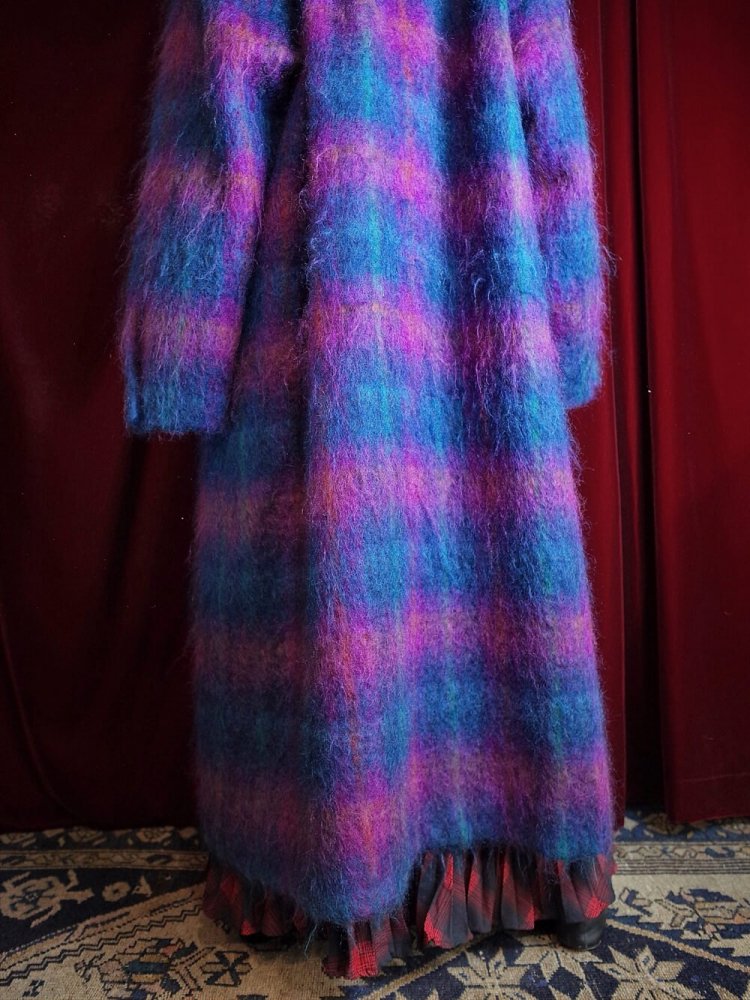 Beautiful Shadow Plaid Long Mohair Coat