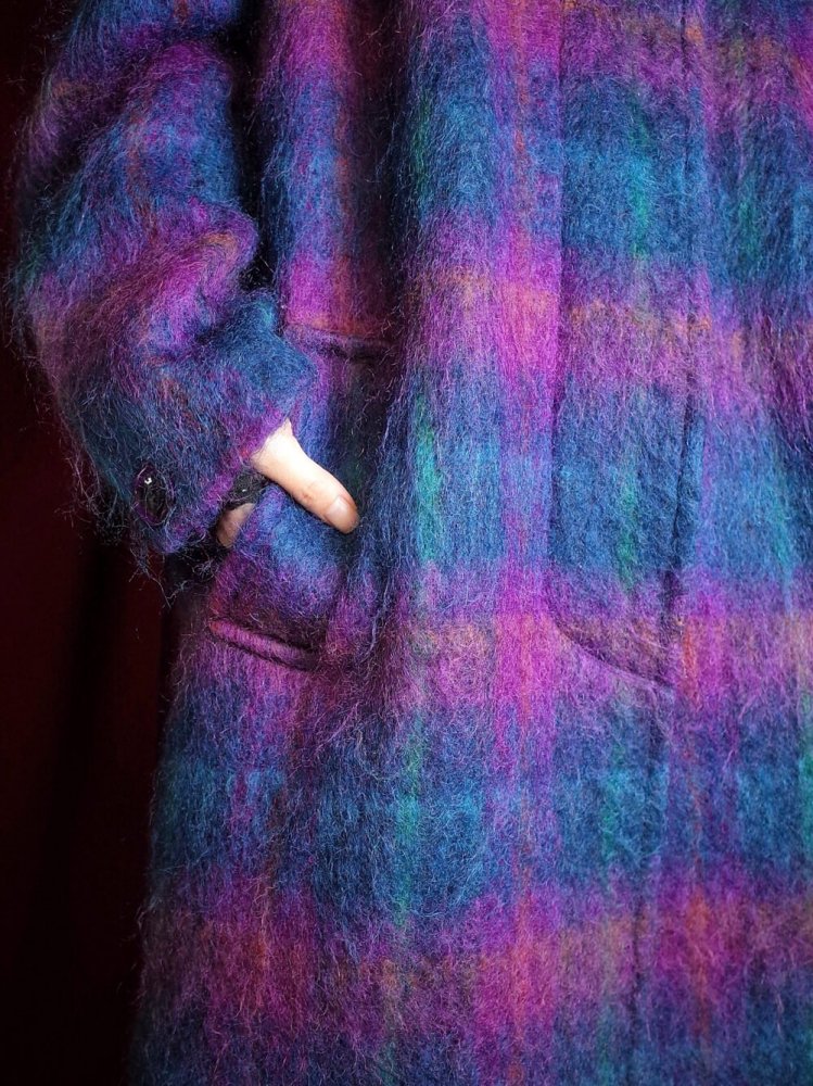 Beautiful Shadow Plaid Long Mohair Coat