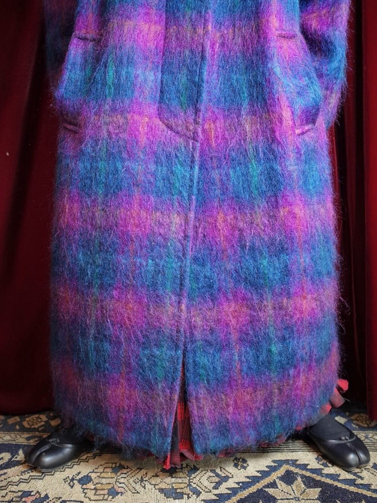 Beautiful Shadow Plaid Long Mohair Coat