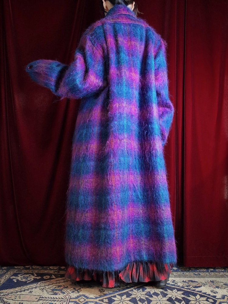 Beautiful Shadow Plaid Long Mohair Coat