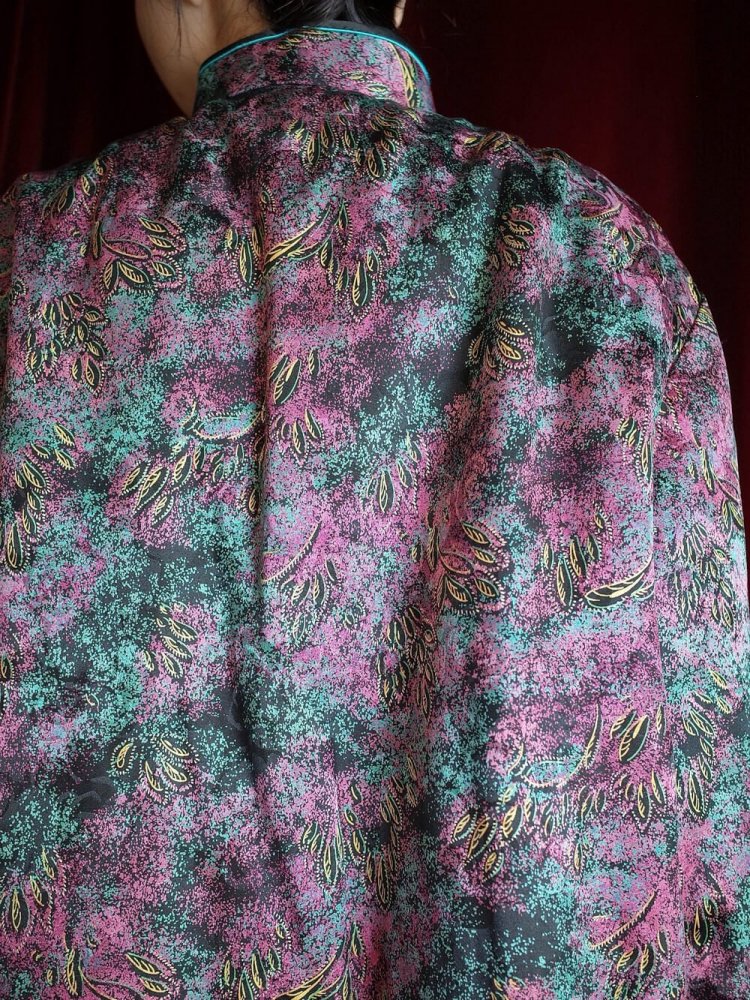 Purple & Emerald Silk China Puffer Jacket