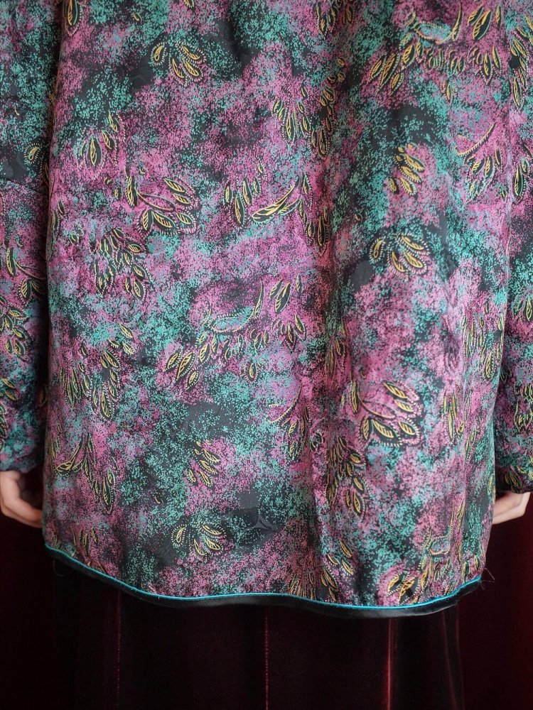 Purple & Emerald Silk China Puffer Jacket