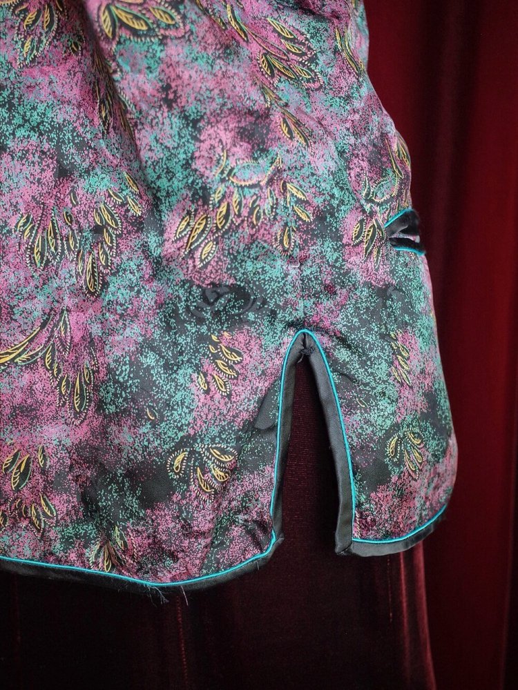 Purple & Emerald Silk China Puffer Jacket