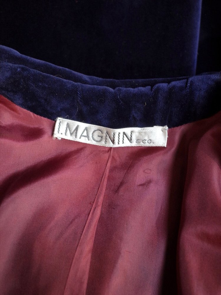 c.1940~50s "I.MAGNIN" Royal Navy Velvet Hoodie Coat