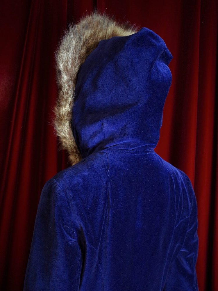 c.1940~50s "I.MAGNIN" Royal Navy Velvet Hoodie Coat