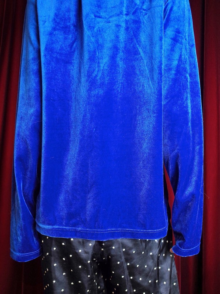 Blue Velvet High Neck Cut & Sewn