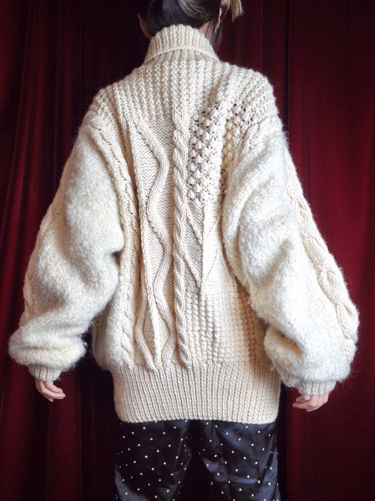 "HAND KNITTED IN IRELAND" Fisherman Aran Knit Blouson