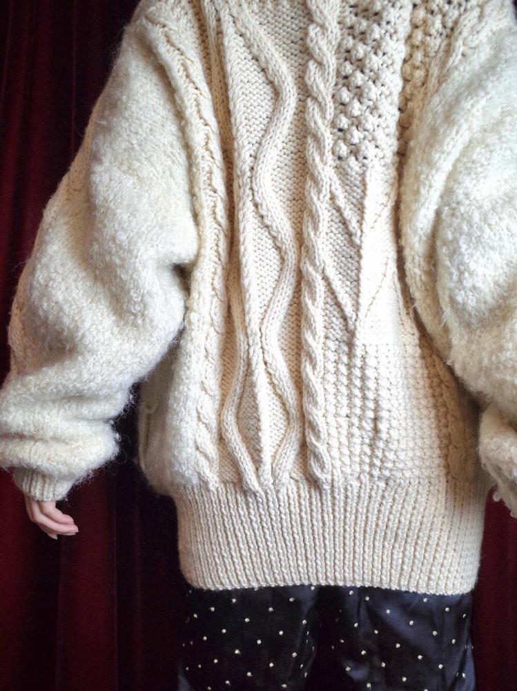 "HAND KNITTED IN IRELAND" Fisherman Aran Knit Blouson