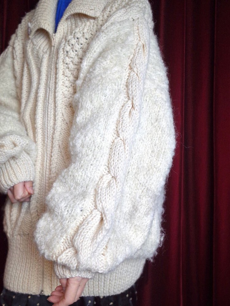 "HAND KNITTED IN IRELAND" Fisherman Aran Knit Blouson