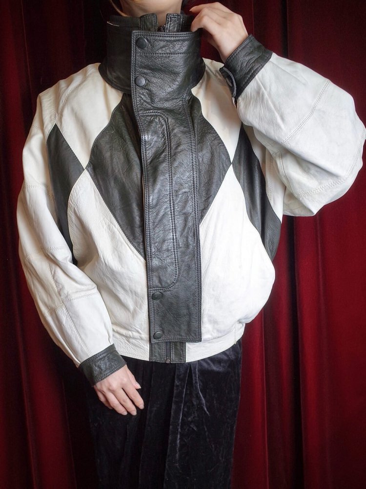 Black & White Dolman Soft Leather Blouson