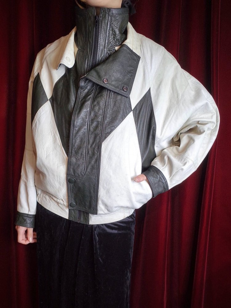 Black & White Dolman Soft Leather Blouson