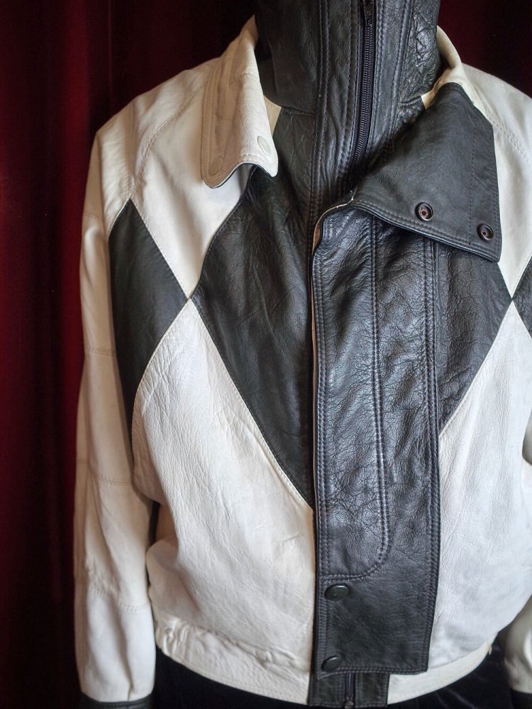 Black & White Dolman Soft Leather Blouson