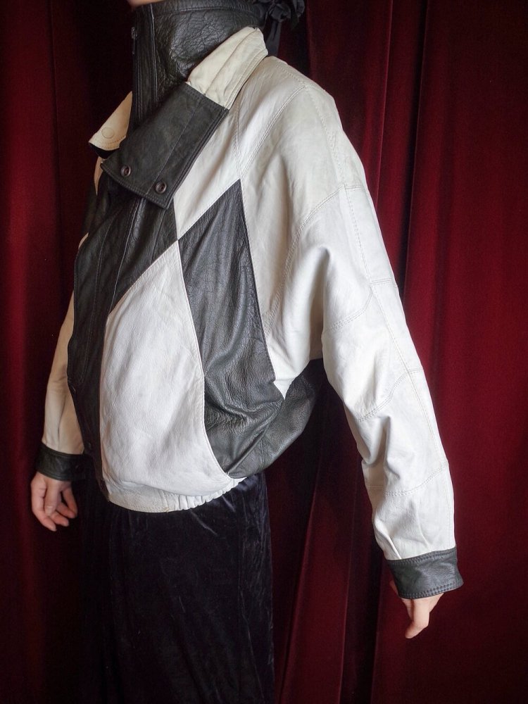 Black & White Dolman Soft Leather Blouson