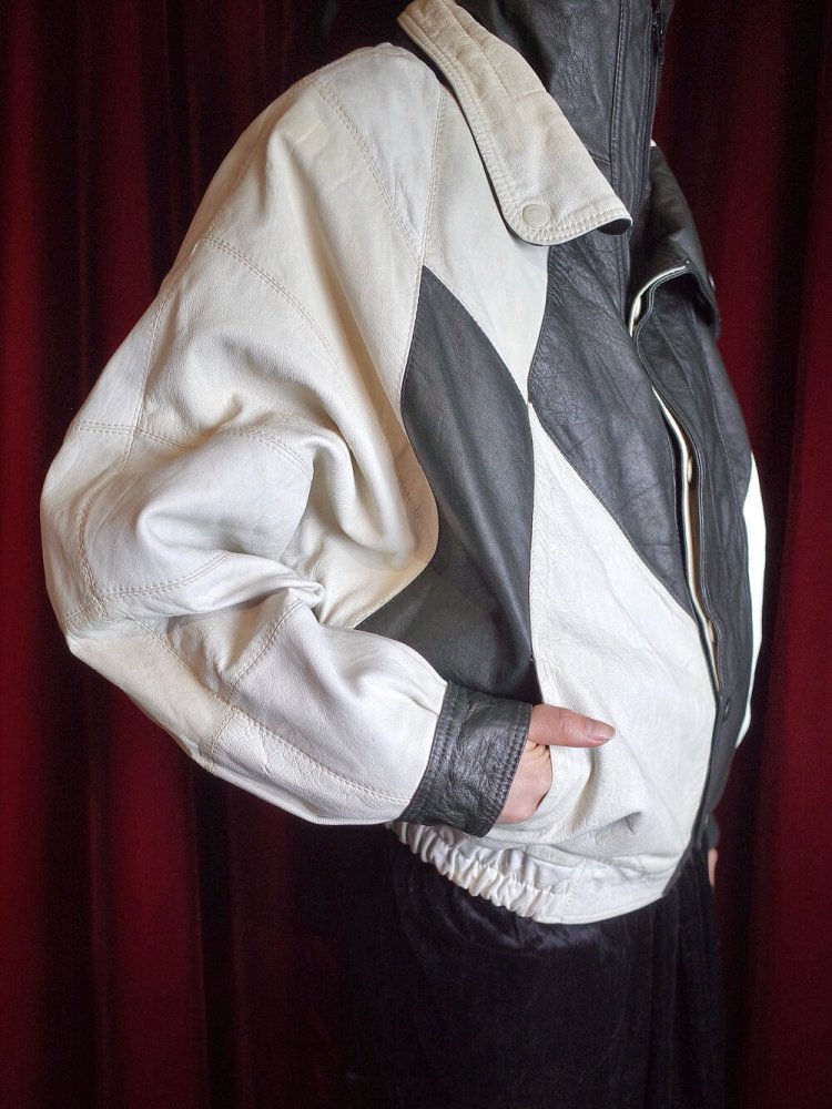 Black & White Dolman Soft Leather Blouson