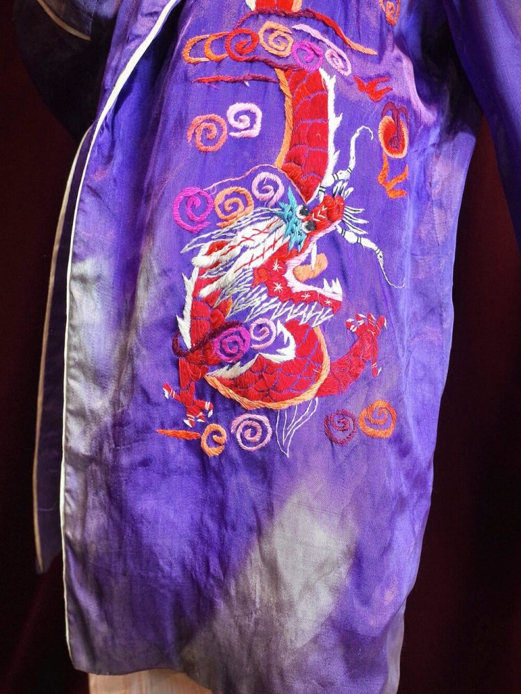 c.1940~50s Vintage Dragon Embroidery Fade Purple Souvenir Jacket