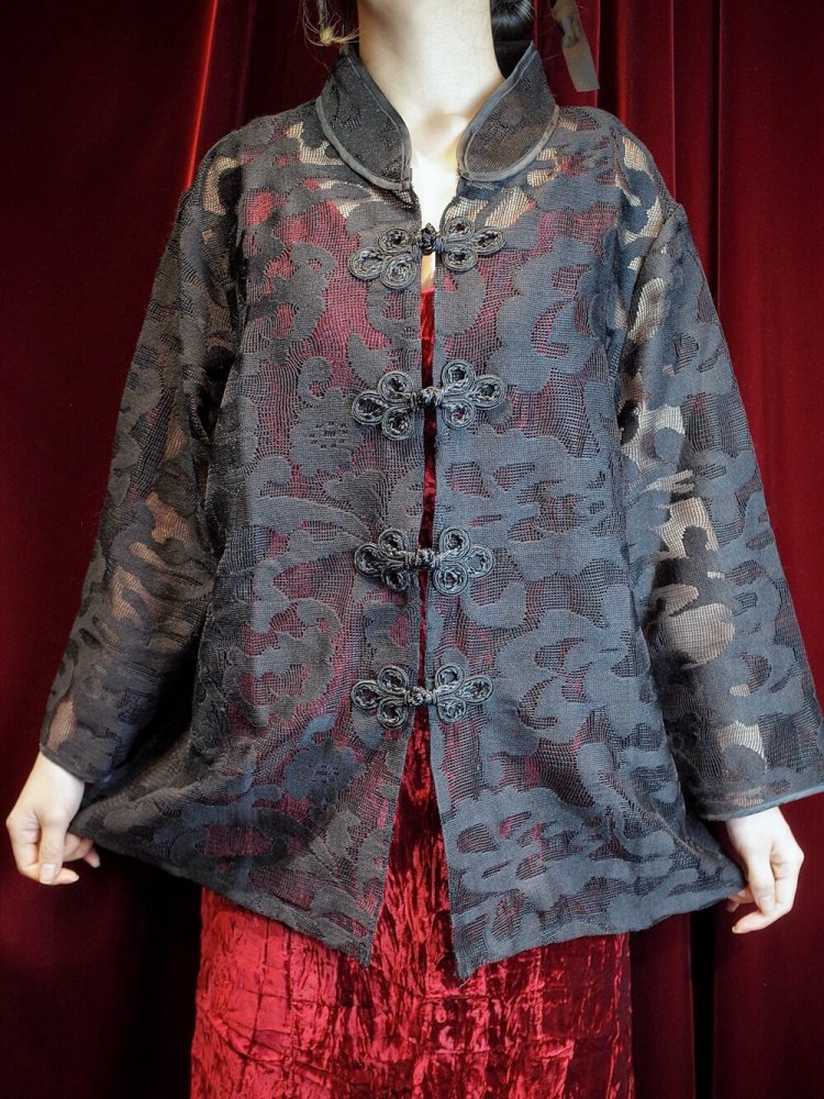 Remake China ButtonsArabesque Black Lace China Shirt