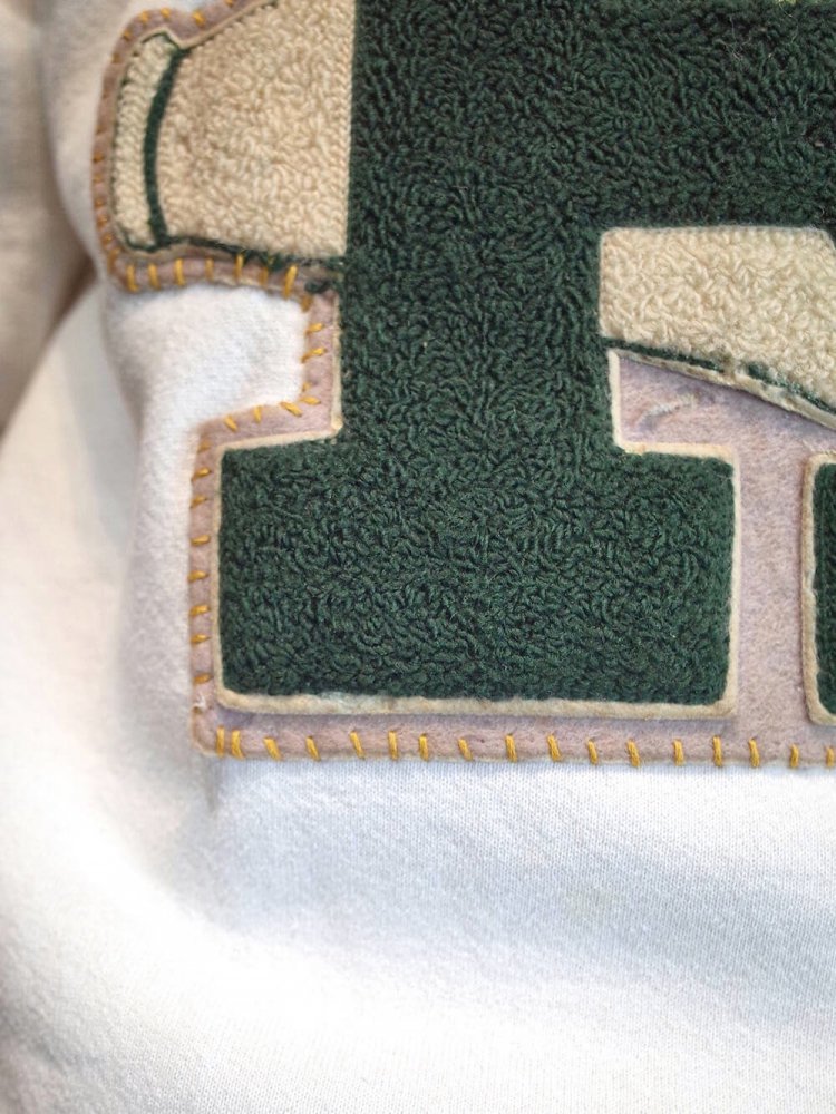 REMAKE c.1940~60s PatchesHand Embroidery Letterman Sweat