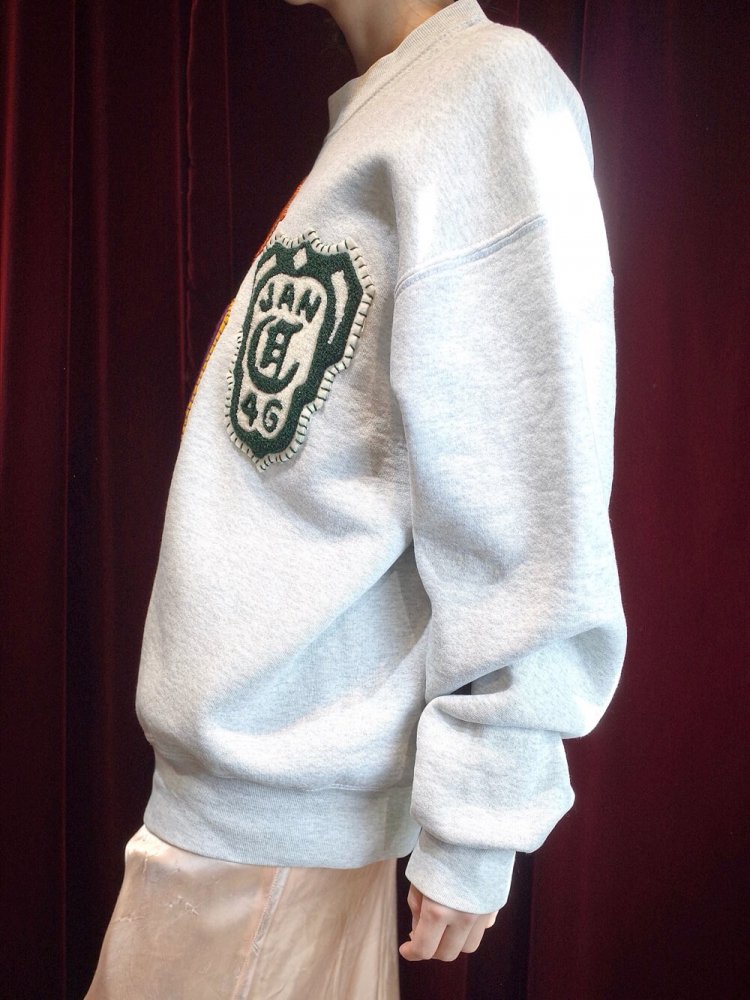 REMAKE c.1940~60s PatchesHand Embroidery Letterman Sweat