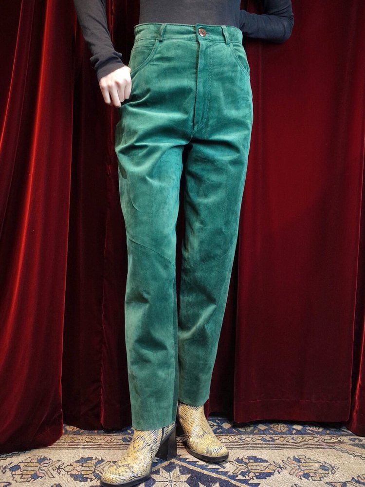 Green Suede Leather Pants