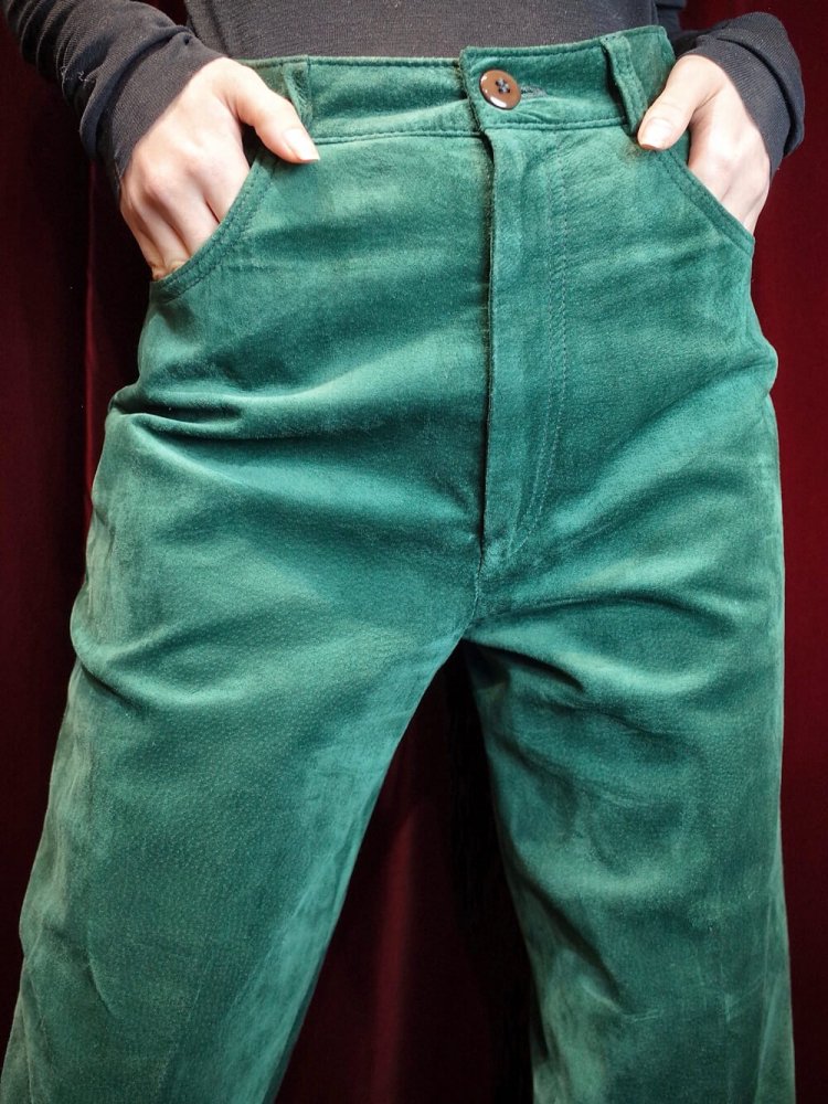 Green Suede Leather Pants