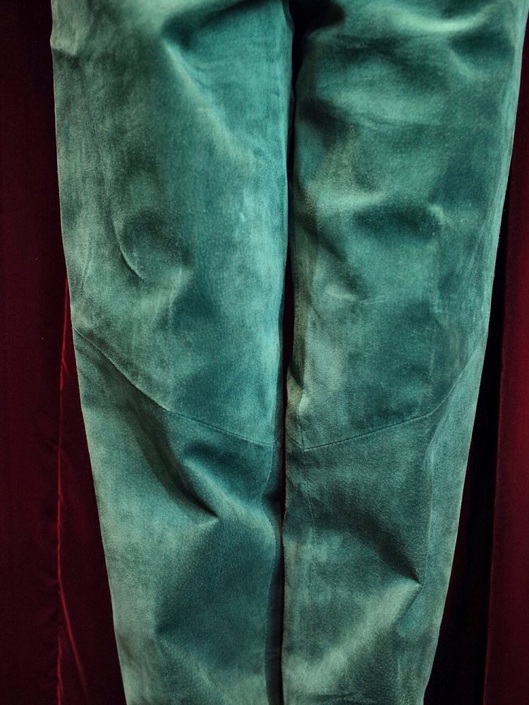 Green Suede Leather Pants