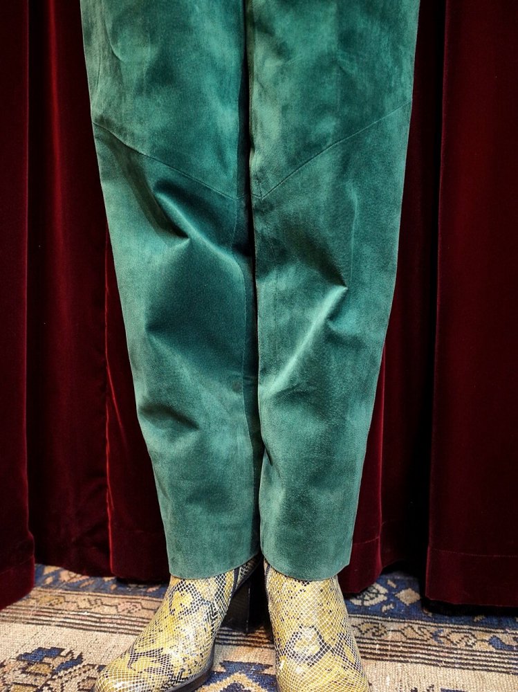 Green Suede Leather Pants